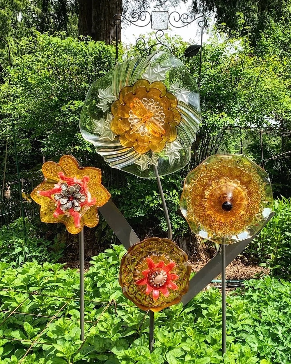 Glass Flowers Garden Art