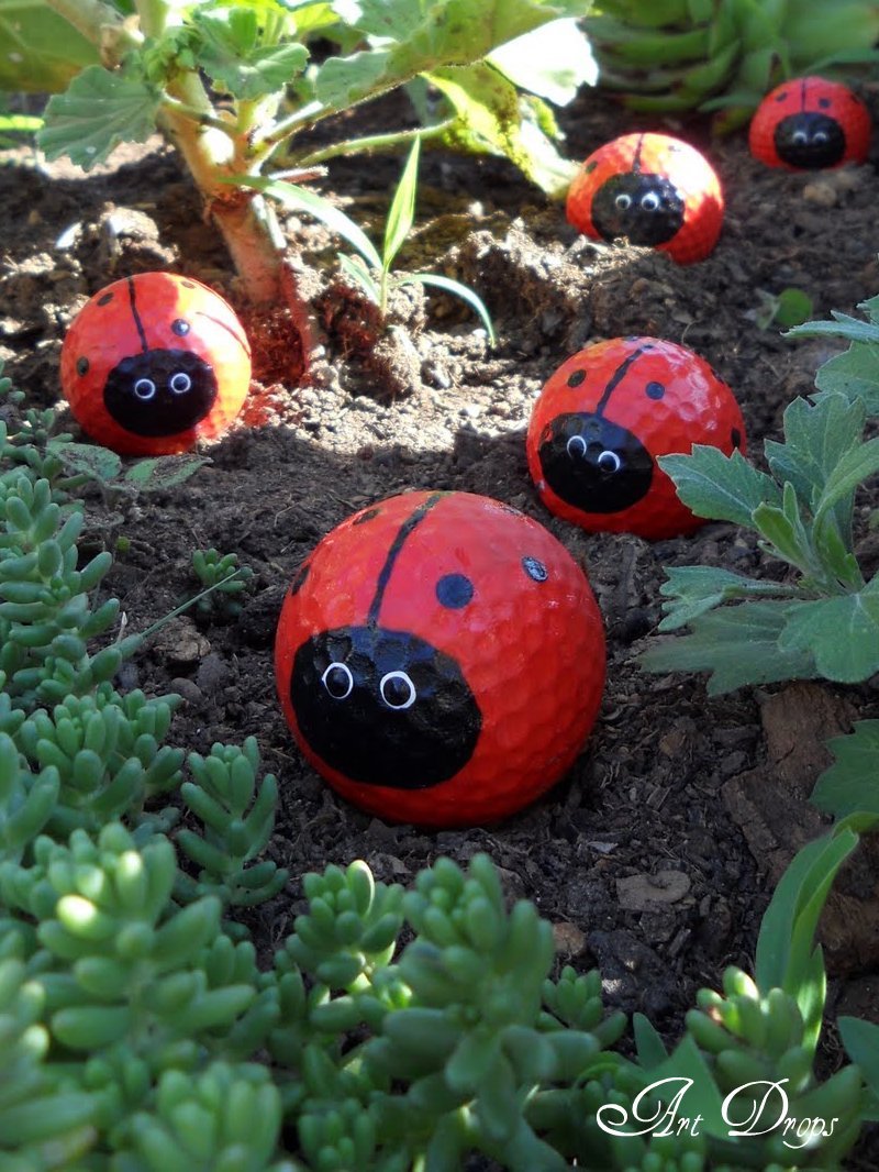 Golf Ball Garden Ladybugs