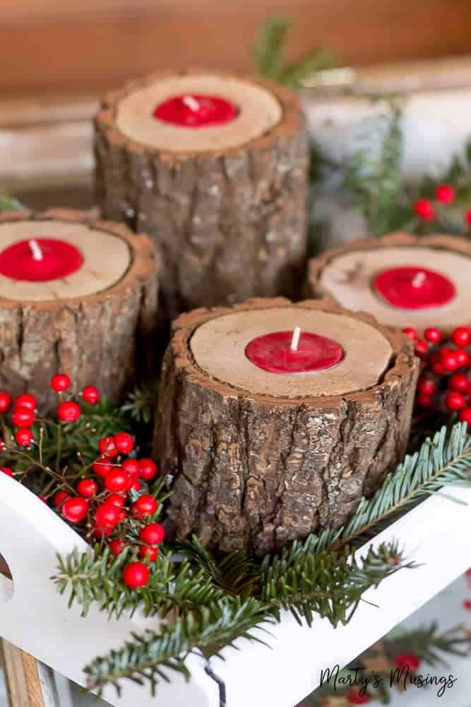 Rustic Wood Branch Candle Holders