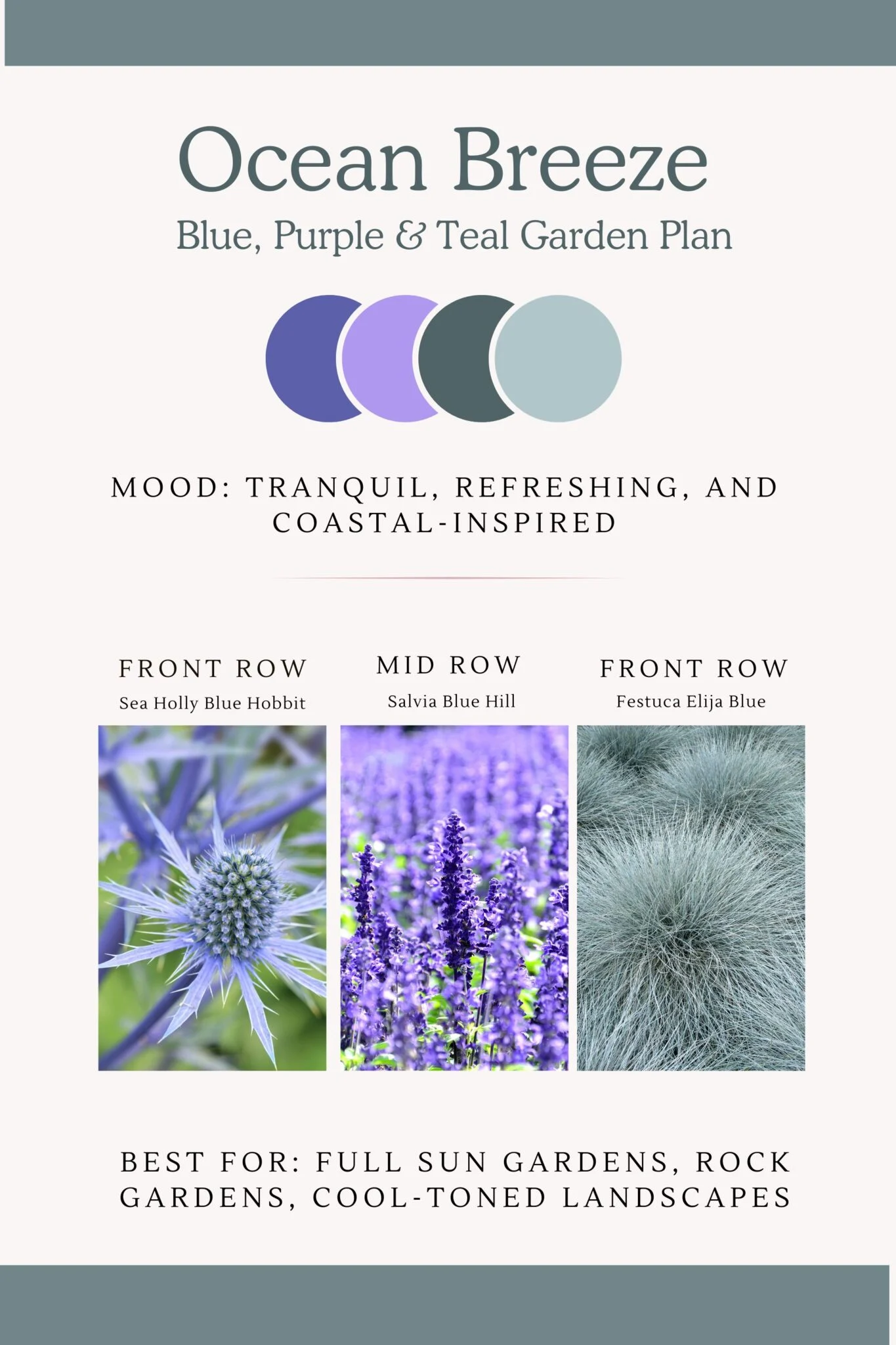 Infographic with cool toned violets,greens and teals for a tranquil and coastal inspired vibe.