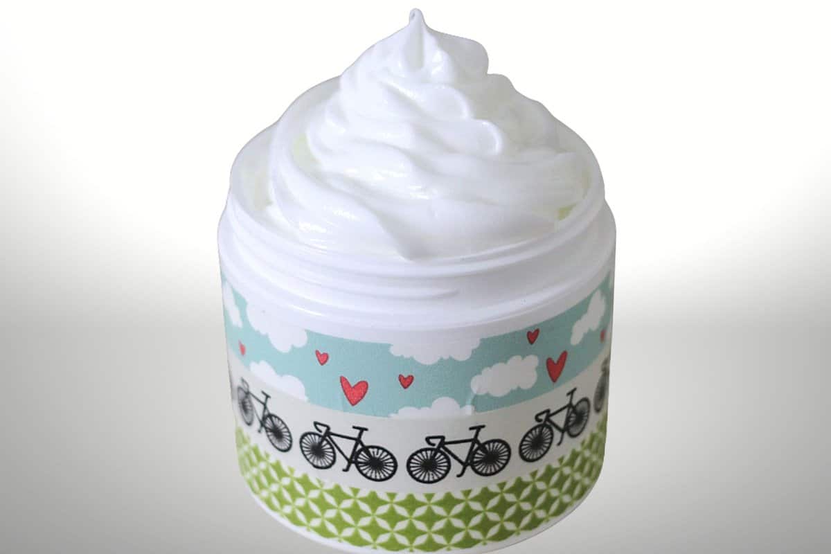 A container of homemade lotion.