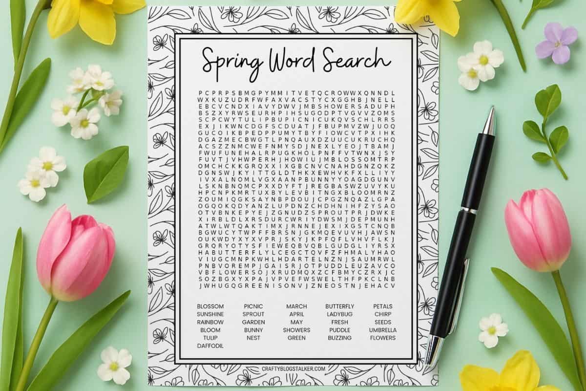 Spring Word Search Free Printable Easy Activity
