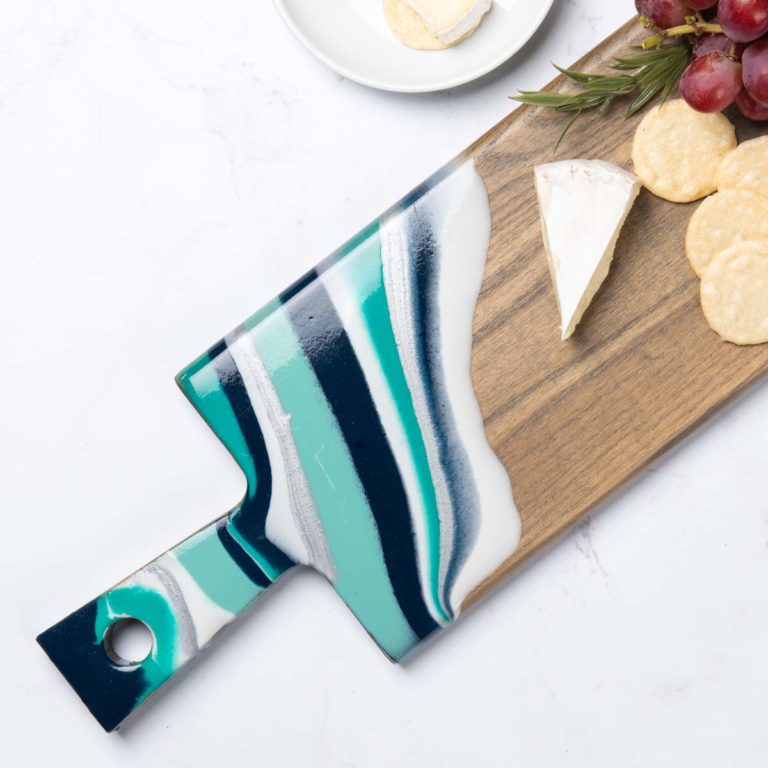 Blue and Aqua Resin Cutting Board